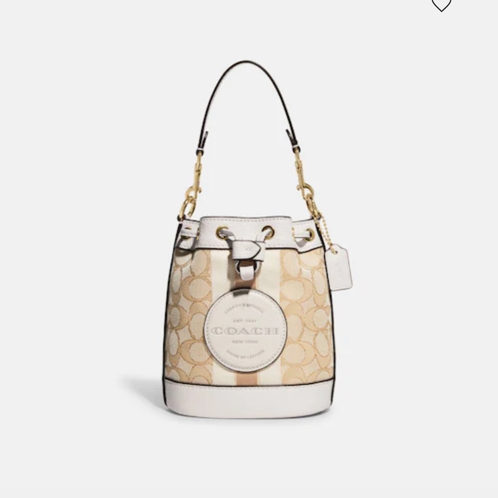 Coach Mini Dempsey Bucket Bag In Signature Jacquard With Stripe And Coach Patch